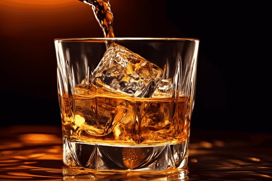Whiskey Poster - Whiskey glas - Whisky Drank - Drank - Whiskey Karaf - Bar- Whiskey met ijsblokjes - Gentleman - posters - formaat 60x90cm - 496