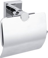 Tesa Hukk Toiletrolhouder met klep 13.5x15.5x8.5cm zonder boren Zelfklevend Verchroomd Metaal chroom