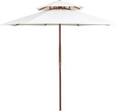 vidaXL - Dubbeldekker - parasol - 270x270 - cm - houten - paal - crèmewit