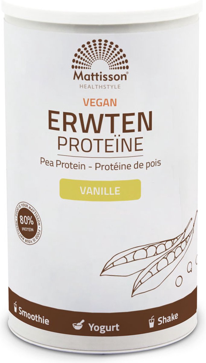 Goedkoopste Mattisson - Erwten Proteïne Poeder Vanille - 77 Eiwitgehalte - Vegan Eiwitpoeder - 350 Gram