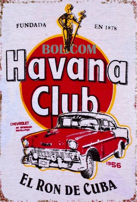 HAVANA CLUB CHEVROLET PLAQUE MURALE MÉTALLIQUE 20X30 CM-MAN CAVE-BIÈRE-RETRO-VINTAGE-BOISSON-PANNEAU PUBLICITAIRE-MANCAVE