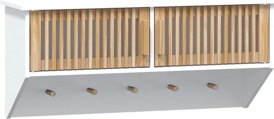 vidaXL - Wandkast - met - haken - 80x24x35,5 - cm - bewerkt - hout - wit