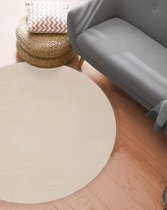 Vloerkleed voor woonkamer of slaapkamer in beige Ø 120 cm | Modern en zacht laagpolig tapijt | Rond | Antislip onderkant | Wasbaar tot 30 Graden | Loft kleed by Karpet24