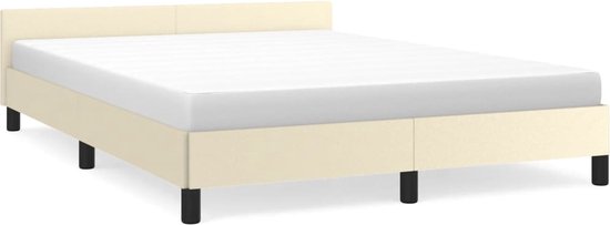 vidaXL - Bedframe - met - hoofdbord - kunstleer - crèmekleurig - 140x200 - cm