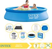 Intex Easy Set Zwembad - Opblaaszwembad - 244x61 cm - Inclusief Solarzeil Pro, Onderhoudspakket, Zwembadpomp, Filter, Solar Mat, Trap, Voetenbad en Zwembadtegels