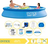 Intex Easy Set Zwembad - Opblaaszwembad - 305x61 cm - Inclusief Afdekzeil, Onderhoudspakket, Filter, Grondzeil, Stofzuiger, Trap, Voetenbad en Warmtepomp HS