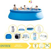 Intex Easy Set Zwembad - Opblaaszwembad - 457x122 cm - Inclusief Onderhoudspakket, Filter, Stofzuiger, Voetenbad en Warmtepomp CP