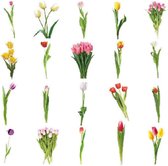 Stickers - Bloemen - Tulpen - Scrapbook plaatjes - Tulip - Meerdere Kleuren - 9x10,5cm - 40 stuks