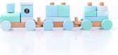 Liebelini - speelgoed en bois - train à empiler - blocs à empiler - bleu - blocs à empiler - 40 cm