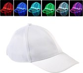 Pet met LED licht - Baseball cap - led fiber cap - optic fiber - Festival accessoires - Lichtgevend - 7 kleuren - wit