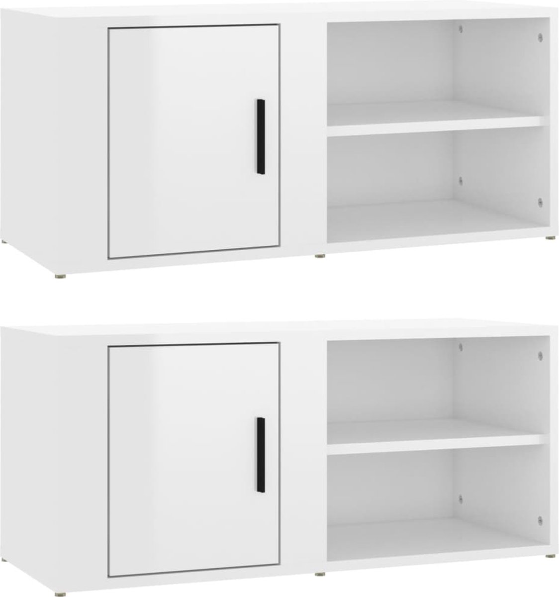 vidaXL - Tv-meubels - 2 - st - 80x31,5x36 - cm - bewerkt - hout - hoogglans - wit