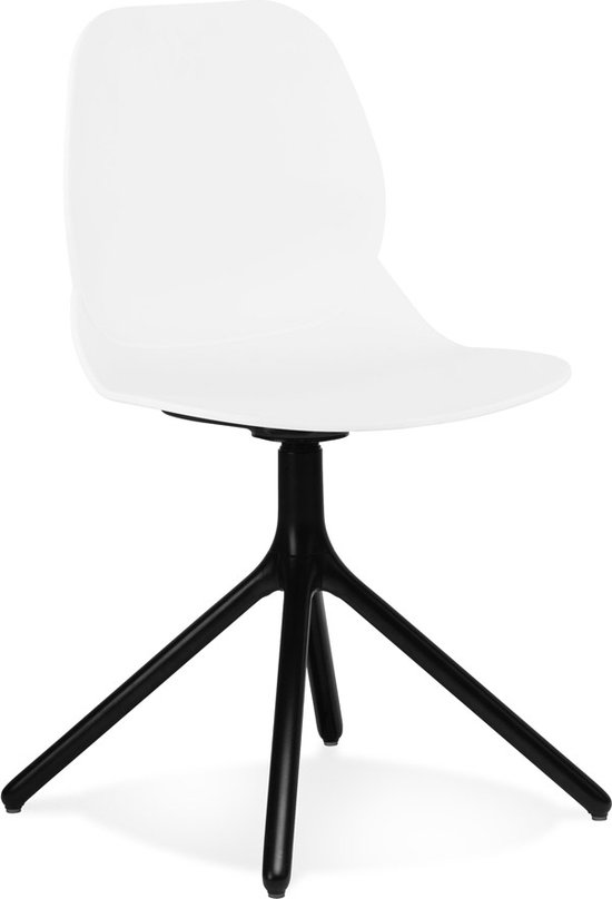Alterego Witte design stoel 'TUCANA' met zwarte metalen poten