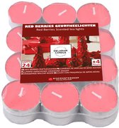 Theelichten met 4 Branduren - Waxinelichtjes - Geurtheelichten -theelichten - 24 Theelichten met Geur - Red Berries geur theelichten