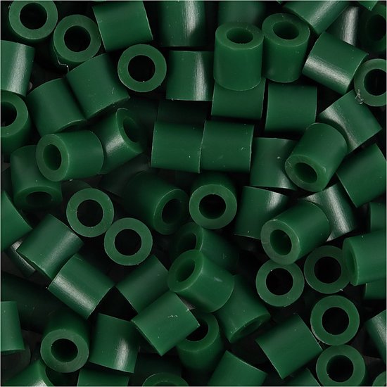 Strijkkralen, afm 5x5 mm, gatgrootte 2,5 mm, medium, groen (32230), 6000 stuk/ 1 doos