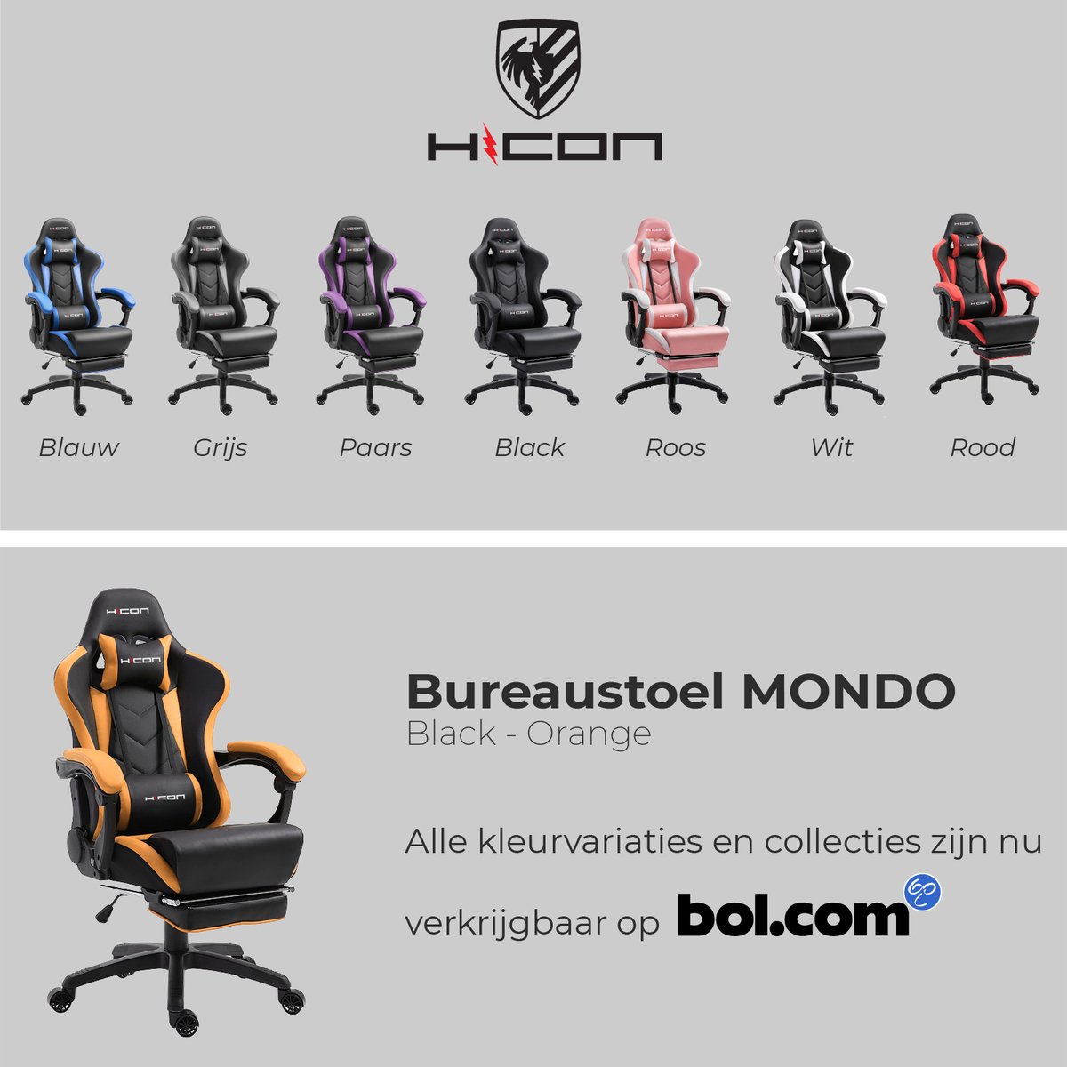 HICON Gamestoel Mondo - Ergonomisch - Gaming stoel - Bureaustoel -  Verstelbaar -... | bol
