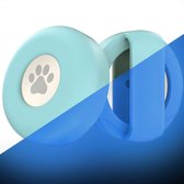 What's Goods® Originele hond en kat huisdieren siliconen halsband bescherm hoesje/houder geschikt voor Apple Airtag - Glow in the dark Blue
