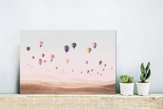 Décoration murale Métal - Peinture Aluminium Industriel - Montgolfière - Désert - Ciel - Paysage - Nature - 30x20 cm - Dibond - Photo sur aluminium - Décoration murale industrielle - Pour le salon/chambre