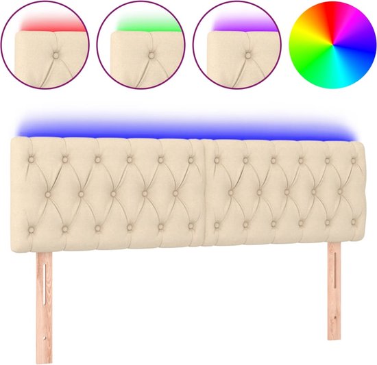 vidaXL Tête de lit LED Crème 160x7x78/88 cm Tissu