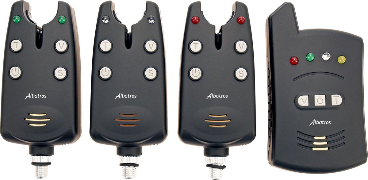 Albatros Soft Touch 3+1 Bite Alarm set - Beetmelder - 3 beetmelder en 1 ontvanger - Volume, toon en gevoeligheidsregeling - Nachtlamp functie - Karpervissen