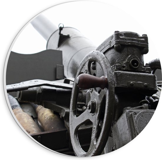 PVC Schuimplaat Muurcirkel - Close-up van Kogels in Kanon - 20x20 cm Foto op Muurcirkel (met ophangsysteem)