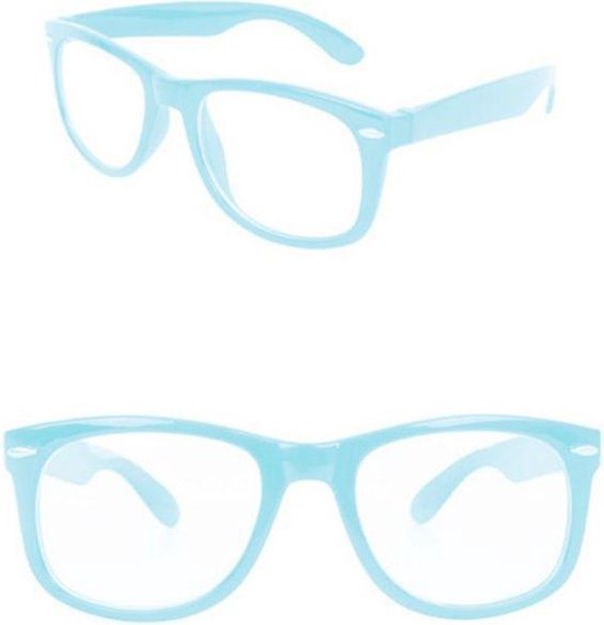 Blues brother bril turquoise met blank glas