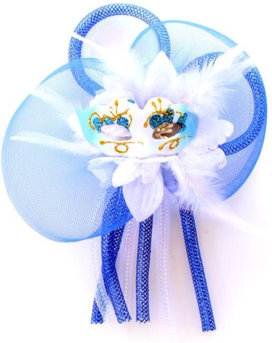 Goedkoopste Broche bloem tubes en oogmasker blauw/wit