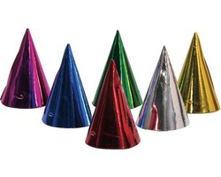 Folat - Gekleurde Feesthoedjes - 6 stuks