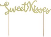 Partydeco - Cake Topper Sweet Kisses (goud)