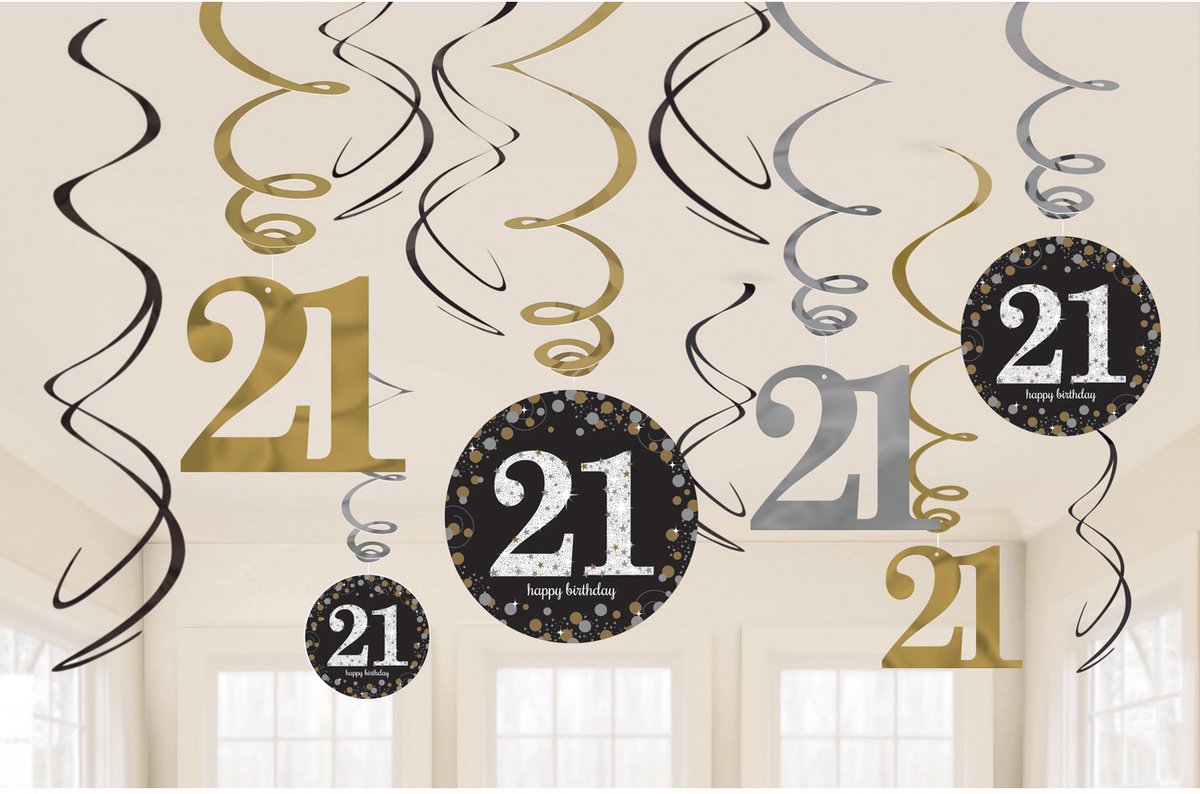 Amscan by Riethmuller - Riethmüller - Sparkling Celebrations - Swirl Decoratie 21 Goud (12 stuks)