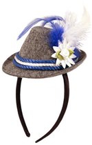 Tiara met oktoberfest mini hoedje - dames - verkleed hoedjes - grijs