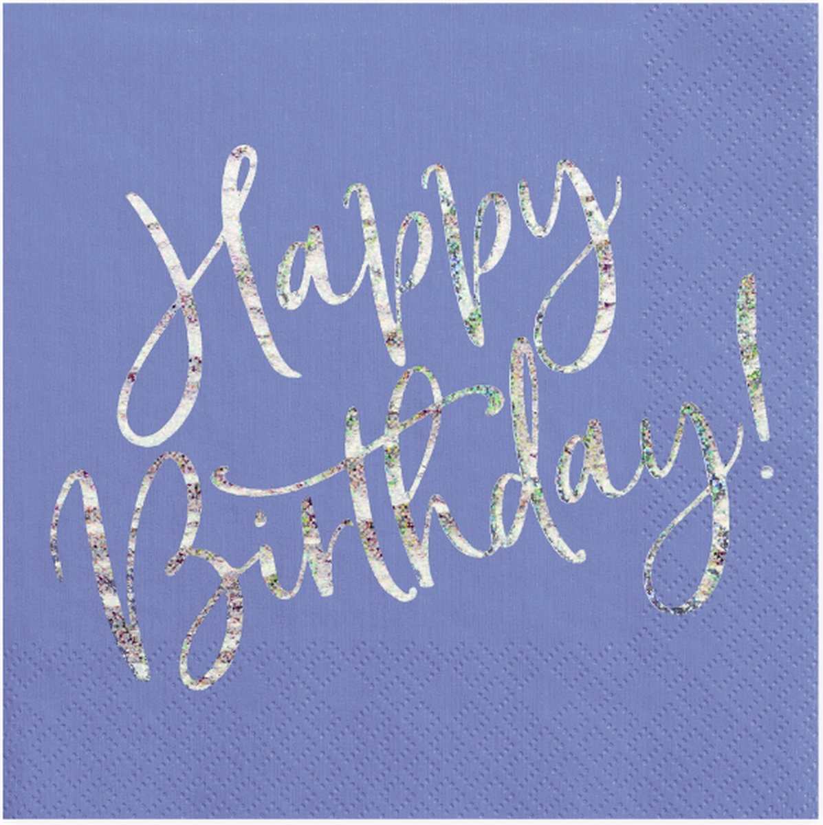 PartyDeco - Servetten Happy birthday Blue - Zilver (20 stuks)