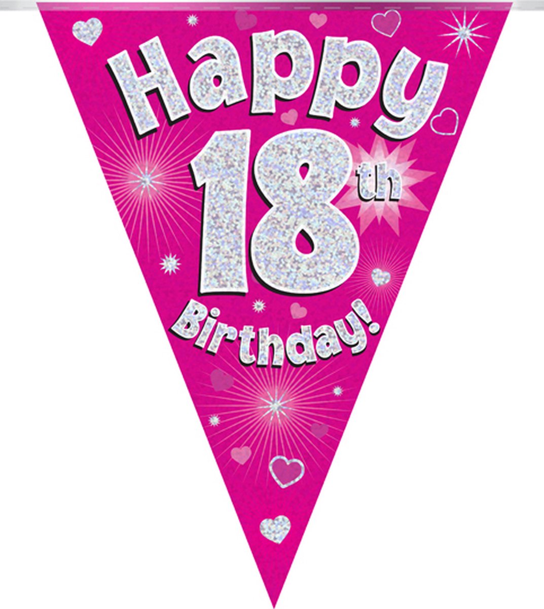 OAKTREE UK 630406 - Bandiere olografiche per feste di buon compleanno, 11 bandiere, 3,9 m