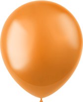 Folat - ballonnen Radiant Marigold Orange Metallic 33 cm - 100 stuks - EK voetbal 2024 - EK voetbal versiering - Europees kampioenschap voetbal