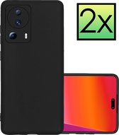 Hoes Geschikt voor Xiaomi 13 Lite Hoesje Cover Siliconen Back Case Hoes - Zwart - 2x