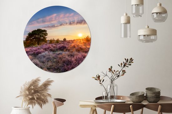 Cercle mural - Nature - Coucher de soleil - Nederland - Arbres - Tableau rond - Cercle mural - Cercle de Décoration murale - Décoration murale ronde - Salon - 140x140 cm - Tableaux ronds
