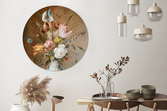 WallCircle - Papier peint cercle fleurs - Art - Maîtres anciens - Nature morte - Sticker papier peint - Décoration murale ronde - Sticker mural - 120x120 cm - Stickers muraux chambre chambre - Sticker mural - Coller stickers