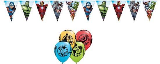 The Avengers – Feestpakket – Vlaggenlijn – Feest ballonnen – Versiering - Kinderfeest.