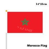 Marokaanse Stok Vlaggetjes - 5 Stuks - Marokko - 14 x 21 CM - Hand Mini Vlag - kwaliteit vlaggetjes - علماء مغاربة صغار
