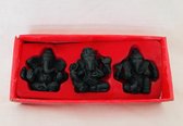 Set van 3 stuk Ganesha (ook wel Ganesh of Ganapati Tantra) 5x4.5x2.5cm zwart
