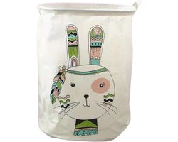 Speelgoedmand - Wasmand - Opberger - 35 x 45 cm - Wit met konijn