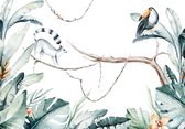 Wall Murals King - Papier peint photo - Jungle Animaux Wallpaper - Plantes - Tropical - Botanique - 416 x 254 cm - Papier peint vinyle