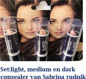 Sabrina Rudnik Cosmetics - Concealer Stick / Coverstick -SET 3 TINTEN - nummer 1, 2 EN 3 - in blister verpakking