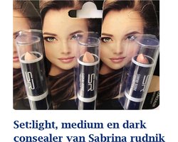 Sabrina Rudnik Cosmetics - Concealer Stick / Coverstick -SET 3 TINTEN - nummer 1, 2 EN 3 - in blister verpakking
