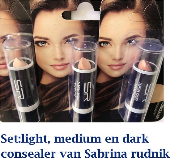 Sabrina Rudnik Cosmetics – Concealer Stick / Coverstick -SET 3 TINTEN – nummer 1, 2 EN 3 – in blister verpakking