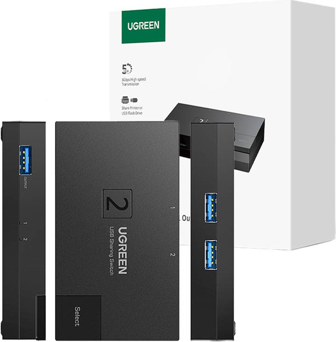 Ugreen USB 3.0 Switch - KVM Switch - Delen van Muis, Toetsenbord, Printer, Webcam, etc