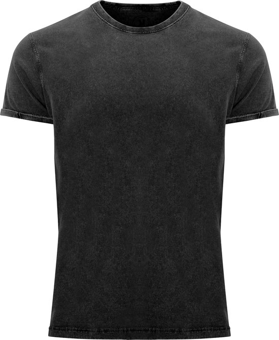 Zwart t-shirt met jeans effect en ronde hals model Husky Merk Roly maat M