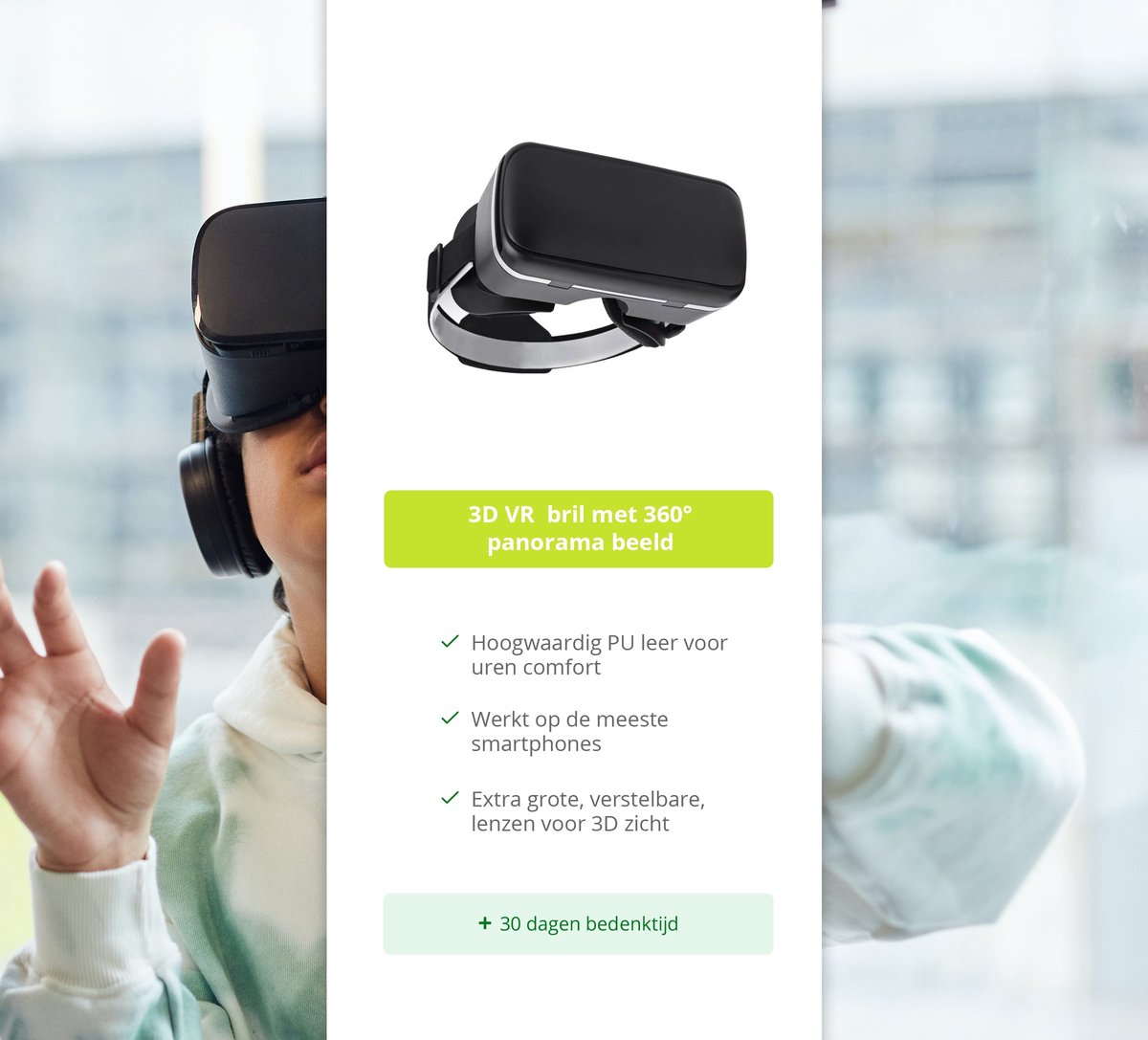 Casque VR pour Smartphone, Réalité Virtuelle 3D avec Sangle Ajustable -  Noir - Français