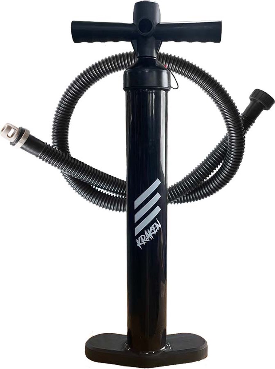 KRAKEN SUP Pomp | Dual Action Handpomp voor Supboards | Premium SUP-Pomp | Lichtgewicht | Duurzaam Ontworpen | Inclusief Drukmeter | Ergonomisch Handvat | Gemakkelijk Op te Bergen | Voor het Ultieme Supboard Avontuur!