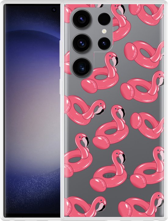 Samsung Inflatable Cazy Hoesje geschikt voor Samsung Galaxy S23 Ultra Inflatable Flamingos ...