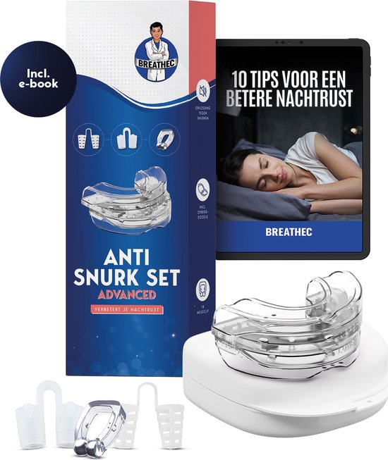 Anti Snurk Beugel Set Advanced - 2x Verstelbare Snurkbeugel - 8x Neus Spreider en 1x Neus Clip - E-Book